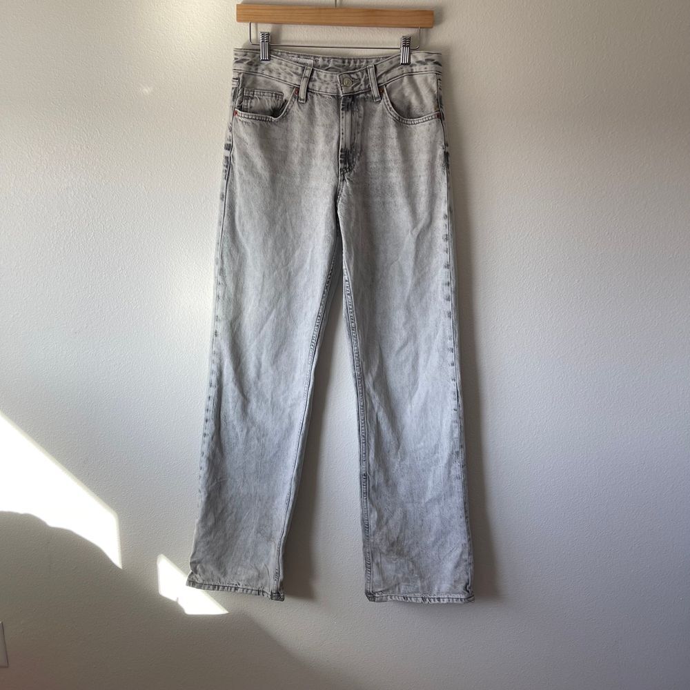 Zara‎ Washed Light Grey Wide Leg Jeans